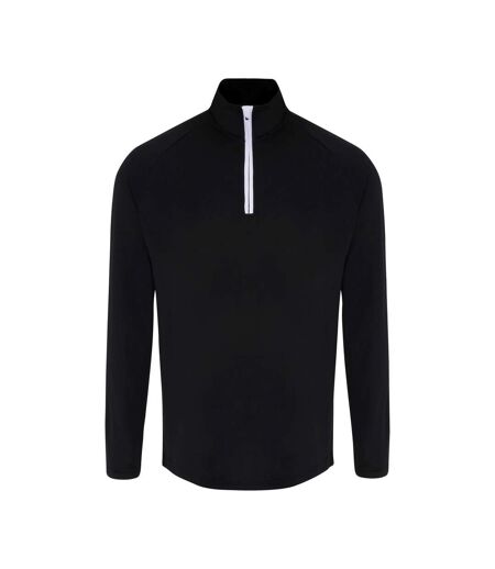 Mens long sleeve performance quarter zip top black/white TriDri