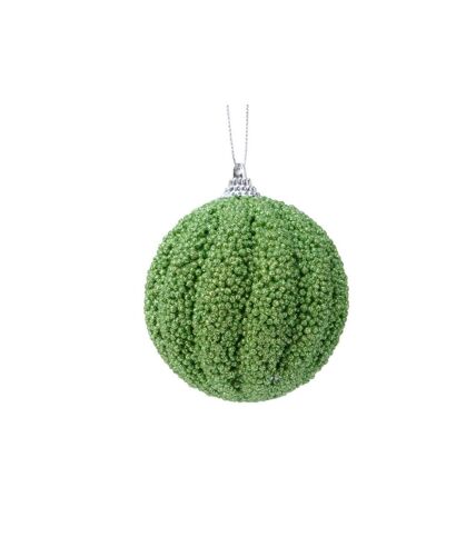 Foam glitter bauble 8cm mistletoe green Kaemingk