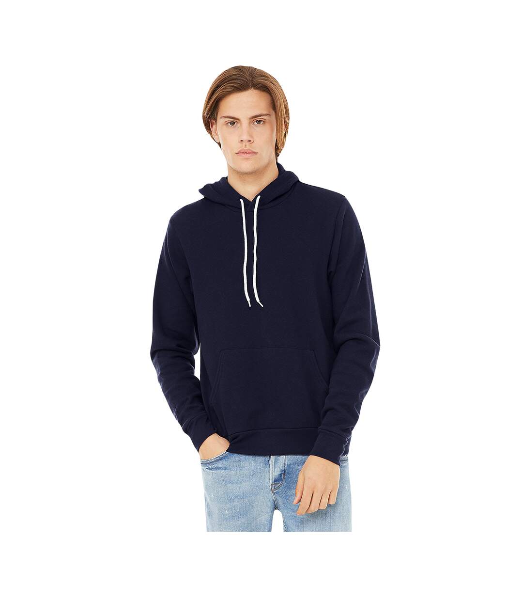 Sweatshirt polaire à capuche unisexe bleu marine Bella + Canvas