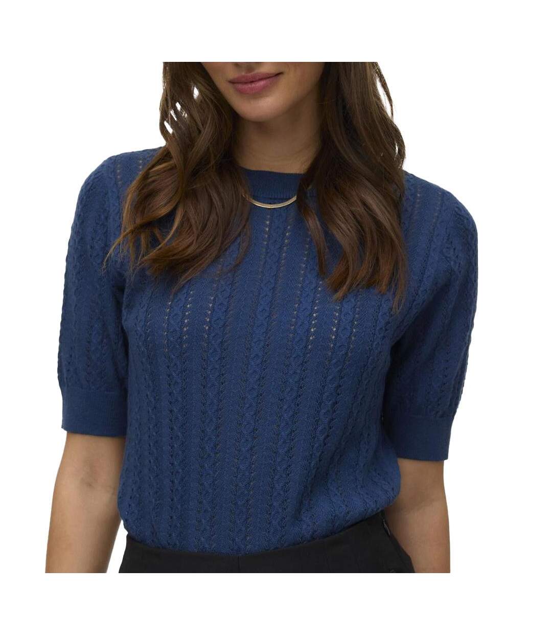 T-Shirt bleu foncé femme vero moda morena-1
