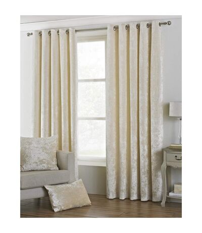 Riva home verona velvet style eyelet curtains 90 x 72in 229 x 183cm oyster Paoletti