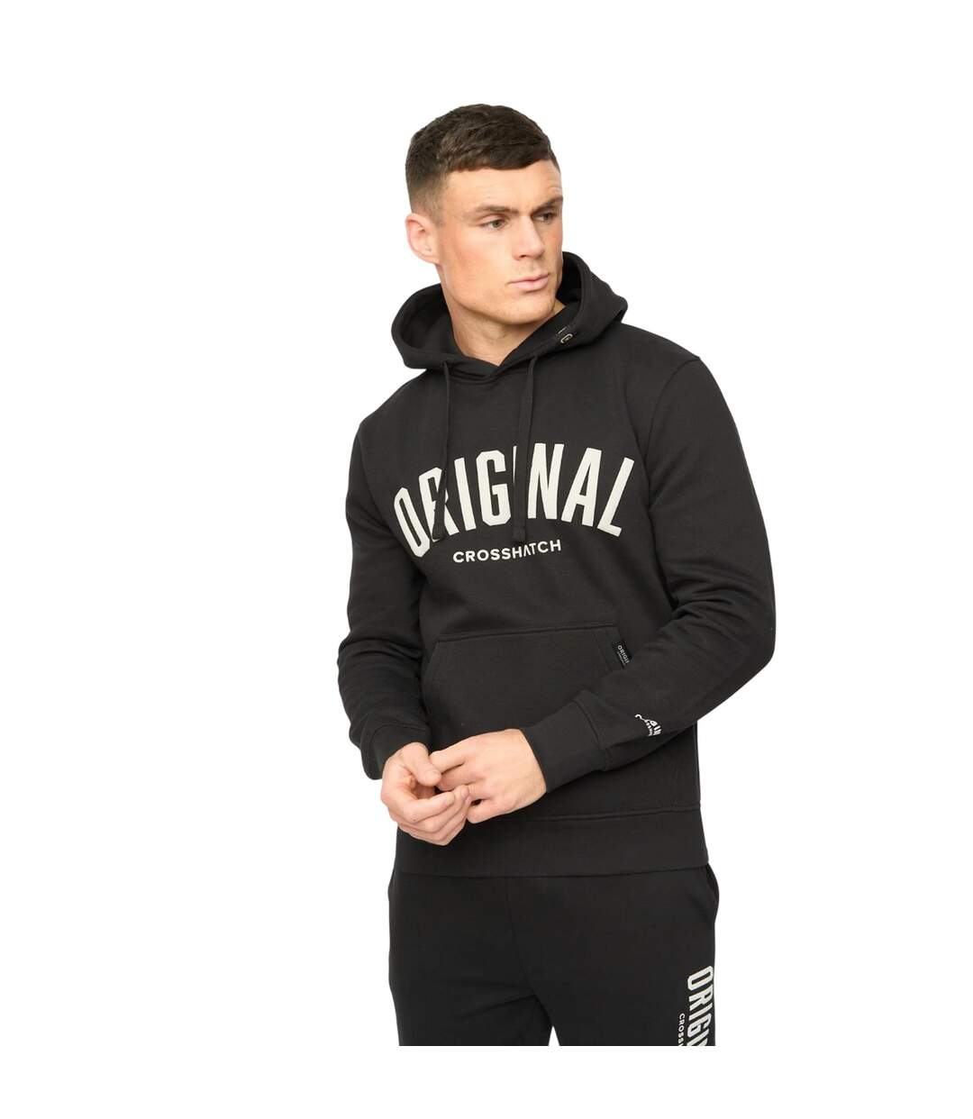 Mens Kensby Hoodie Black Crosshatch-2