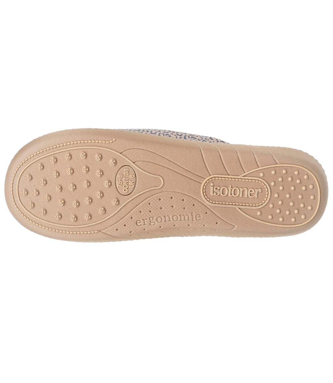 Isotoner Chaussons Mules femme velours semelle ergonomique, mousse à mémoire forme-4