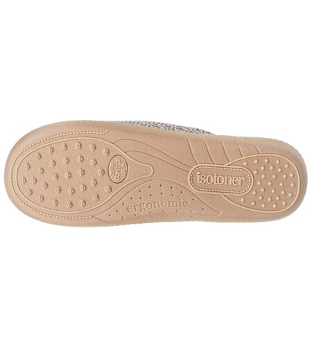 Isotoner Chaussons Mules femme velours semelle ergonomique, mousse à mémoire forme