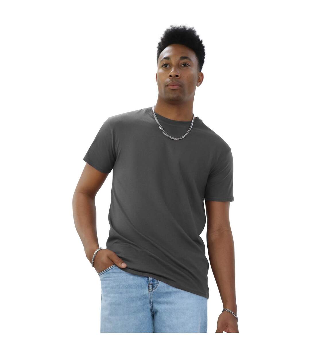Unisex adult ringspun cotton organic t-shirt charcoal Casual Classics-3