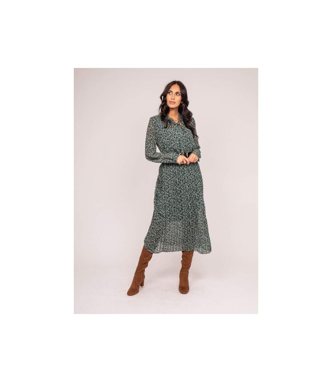 Robe longue motifs plissée IFLOR - Dona X Lisa-4