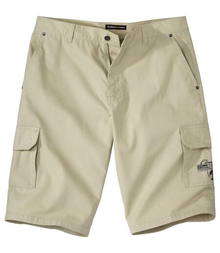 Men's Beige Multi-Pocket Cargo Shorts