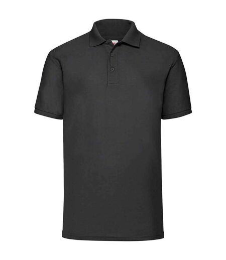 Mens pique polo shirt black Fruit of the Loom