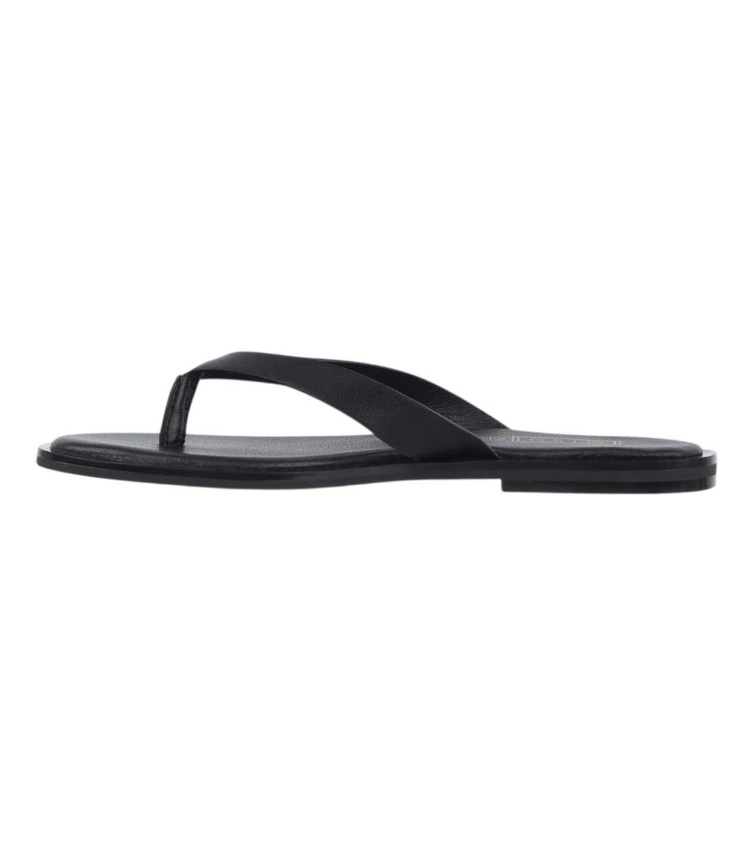 Womens/ladies Toe Post Flat Sandals Black Miso-2