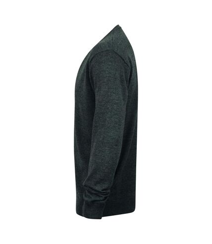 Henbury Mens V Neck Button Fine Knit Cardigan (Grey Marl) - UTRW661