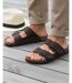 Isotoner Sandales homme à doubles brides ultra confortables, semelle intérieure cuir-2
