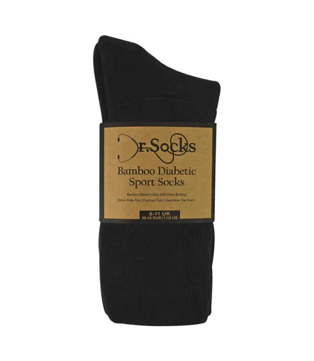 3 Pack Mens Diabetic Sport Socks | Breathable Non Binding Comfort Socks