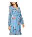 Robe Portefeuille Motif/style Floral Femme Bleu Yumi-4