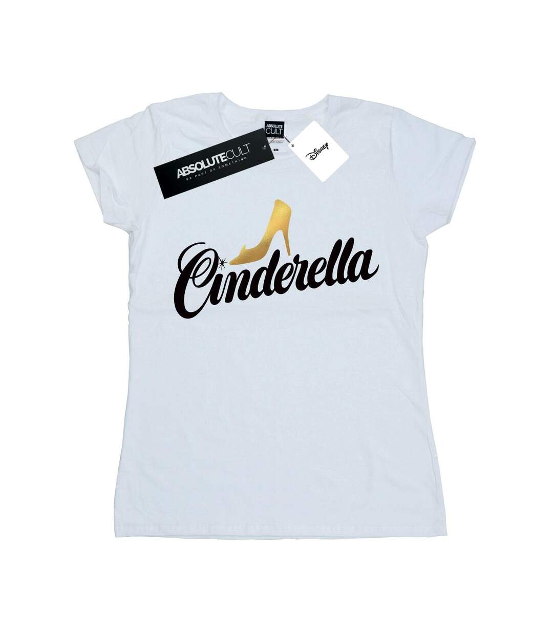 Disney T-shirt en coton avec logo de la chaussure de Cendrillon pour femmes/femmes (Blanc) - UTBI16133-1
