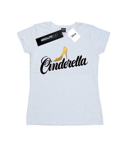 Disney T-shirt en coton avec logo de la chaussure de Cendrillon pour femmes/femmes (Blanc) - UTBI16133