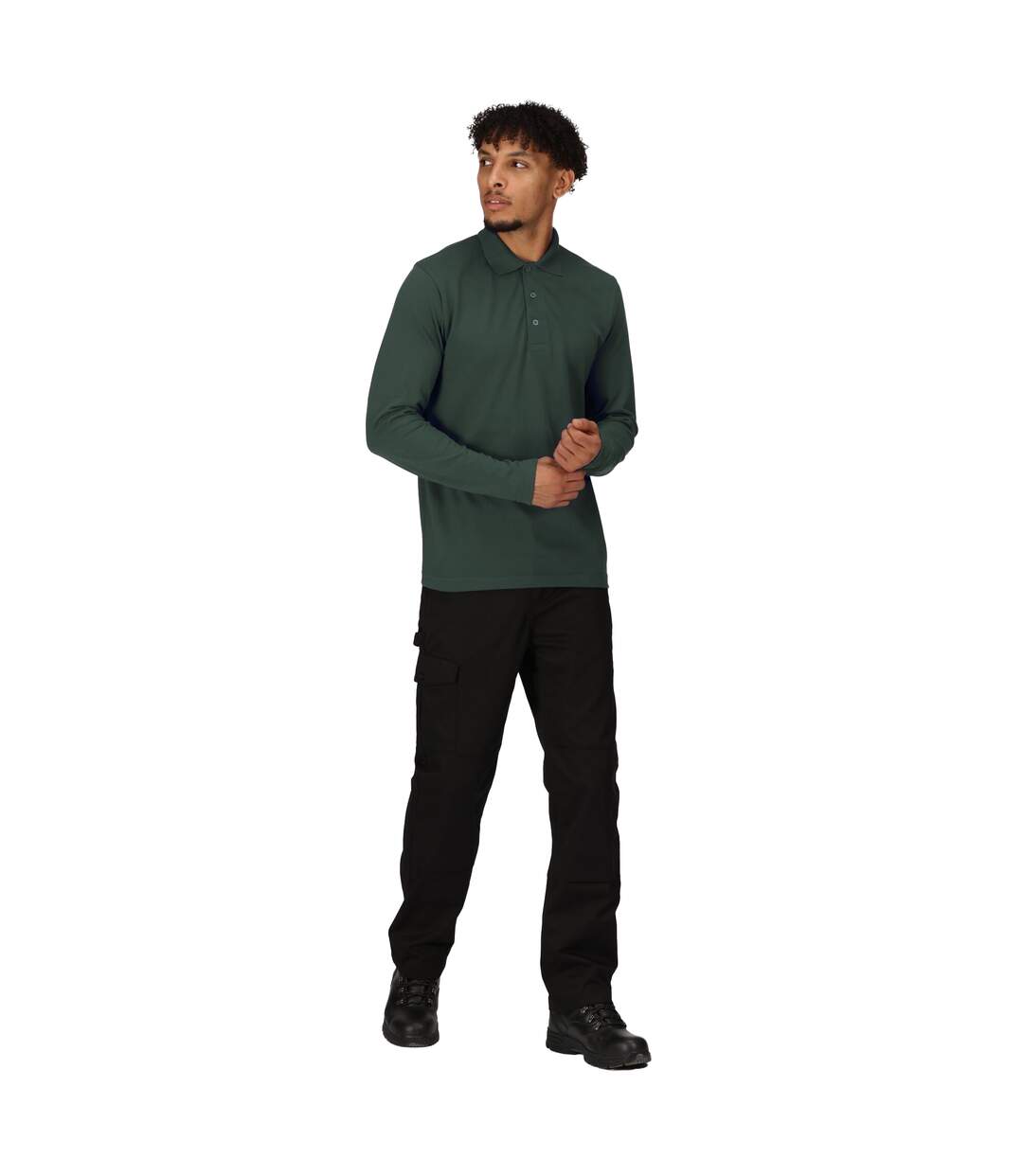 Mens pro long-sleeved polo shirt dark green Regatta