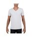 T-shirt à manches courtes et col en v homme blanc Gildan-4