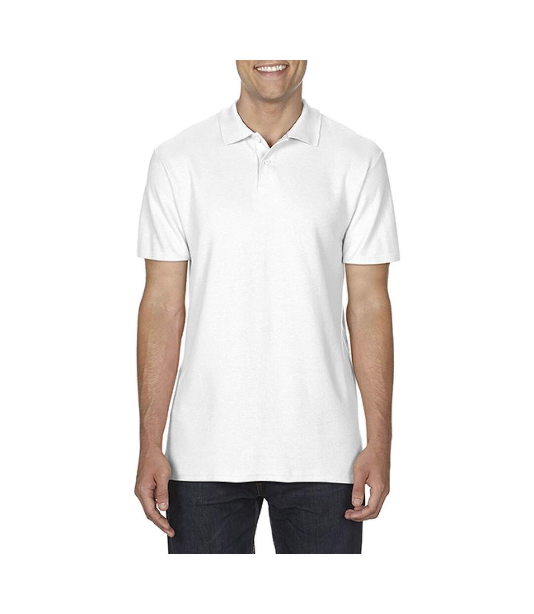 Softstyle polo homme blanc Gildan-3