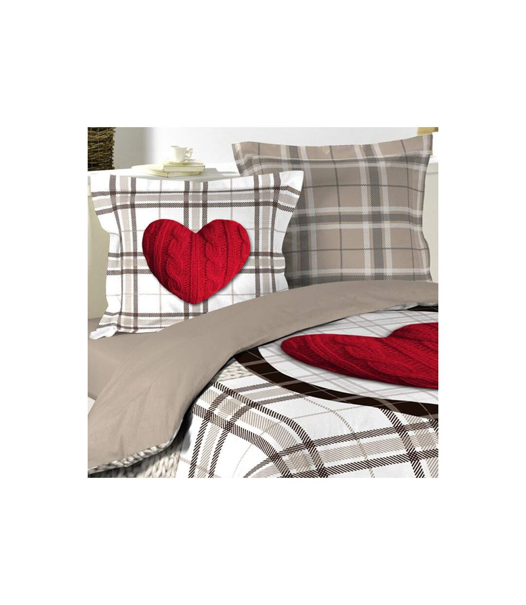 Parure de Lit 3 Pièces Love Mountain 240x220cm Beige-2