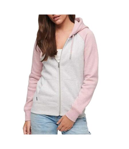 Sweat Zippé Gris/Rose Femme Superdry Essential Baseball - L