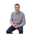 Mens Cable Knit Cashmere Merino Crew Neck Jumper Grey Marl WoolOvers-1