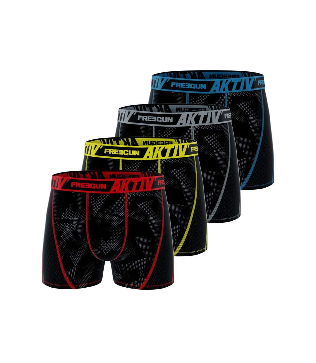Lot de 4 Boxers homme Aktiv Sport surpiqûres colorées Freegun-1
