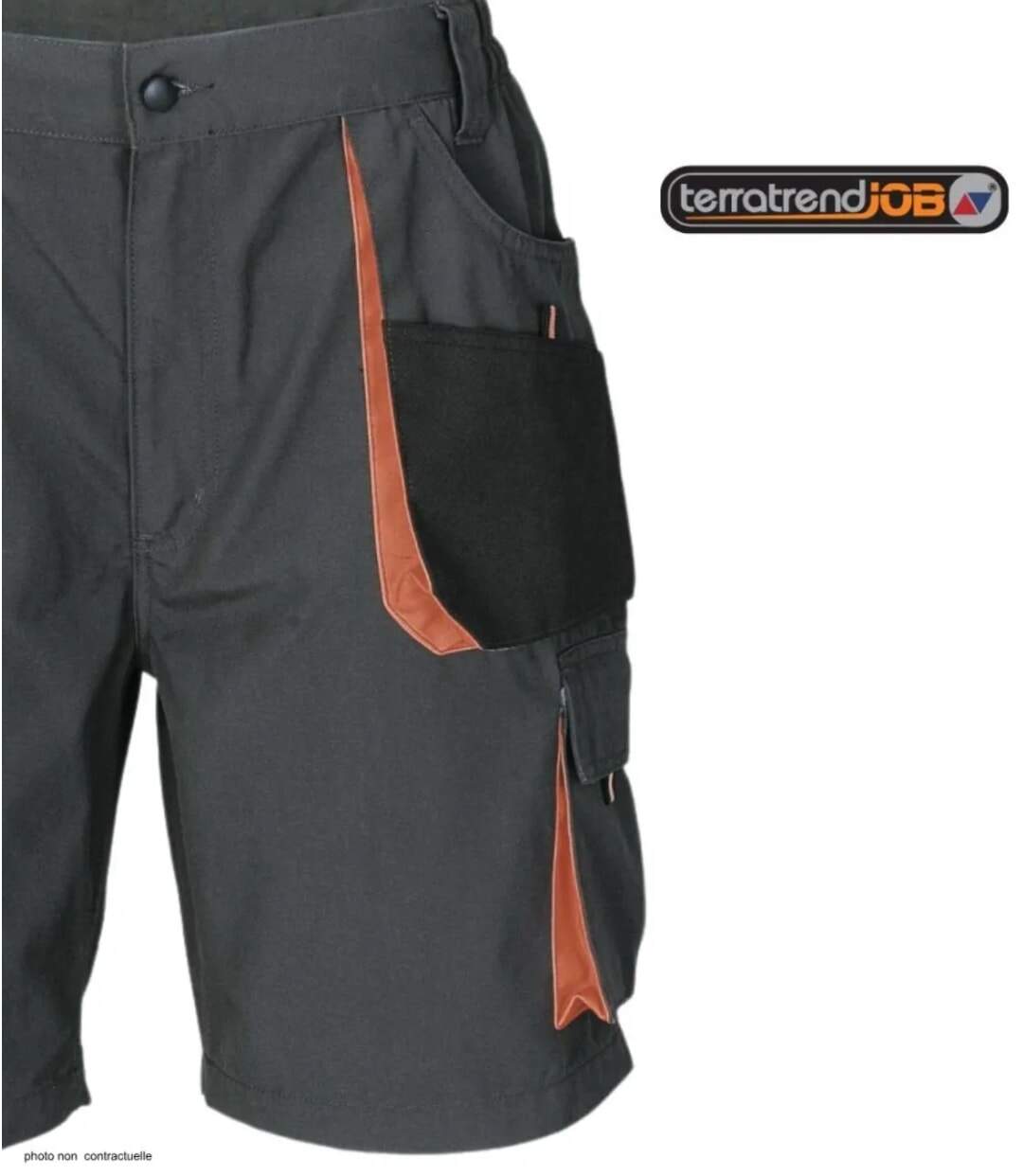 Bermuda de travail homme Terratrend 3231GN multi-poches gris et noir renforcé en tissu Oxford-4