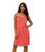 Robe féminine à  bretelles fines, longueur genoux, coupe ample - Rouge avec imprimé floral-1