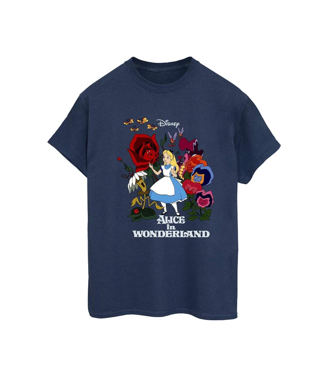Disney - T-shirt ALICE IN WONDERLAND FLOWERS - Femme (Bleu marine) - UTBI8746-1