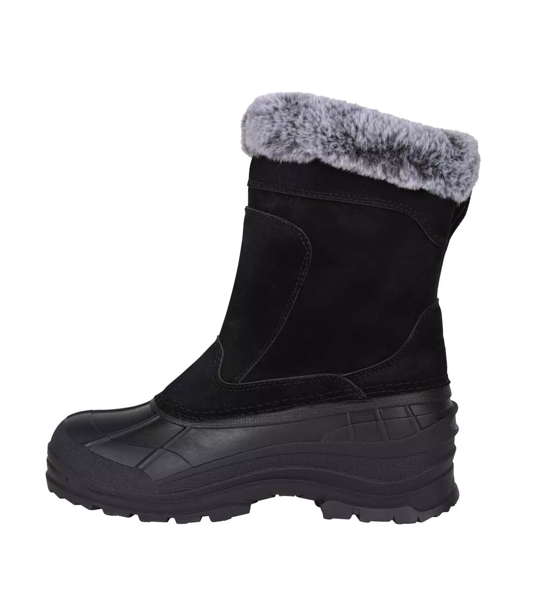 Womens/ladies Snowdrift Suede Faux Fur Lined Snow Boots Black Mountain Warehouse-3