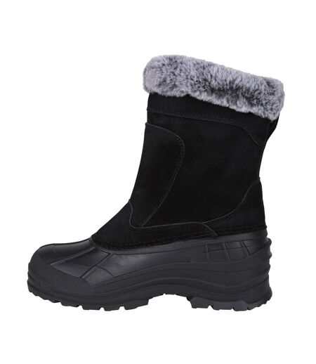 Womens/ladies Snowdrift Suede Faux Fur Lined Snow Boots Black Mountain Warehouse