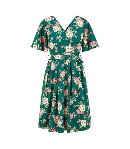 Robe Portefeuille Motif/style Floral Femme Vert Mela London