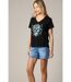 T-shirt femme 100% coton à manches courtes et col V avec motif imprimé glitter BUTTERSKULL-2