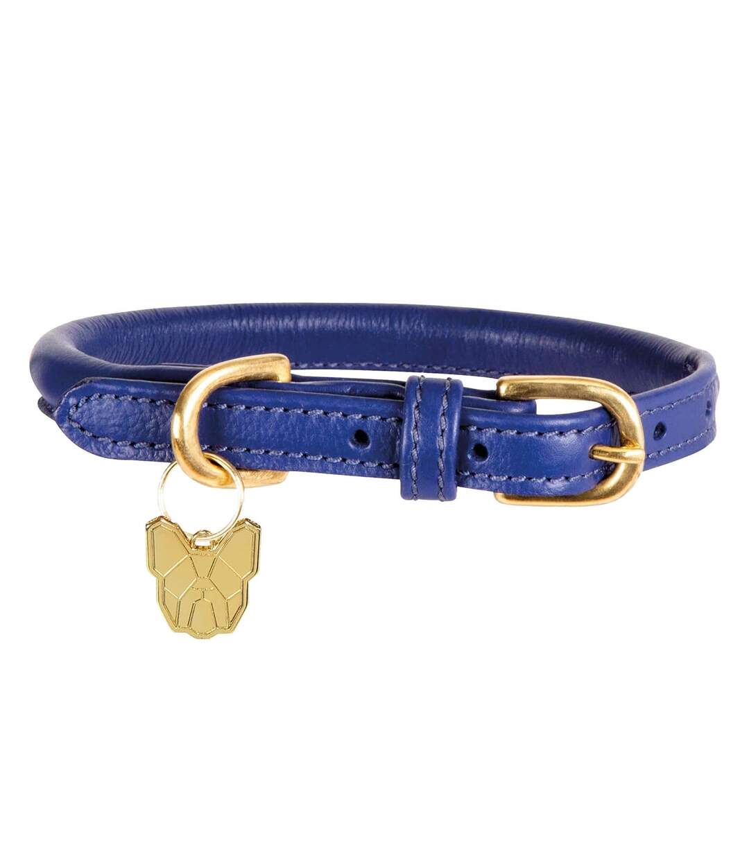 Rolled leather buckle dog collar xxl neckline: 65cm-70cm navy Digby & Fox-1