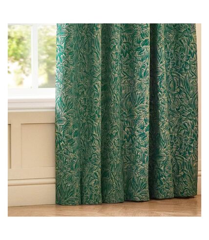 Nature grantley jacquard pencil pleat curtains 117cm x 137cm emerald Wylder