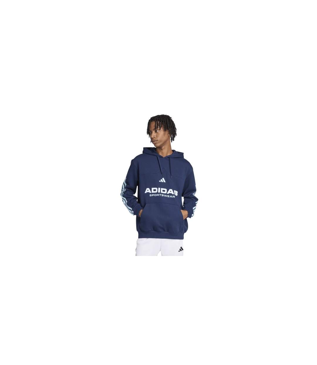 Sweat À Capuche Sport Motif/style À Rayures House Of Tiro Nations Pack Adulte Bleu Foncé Blanc Adidas-1