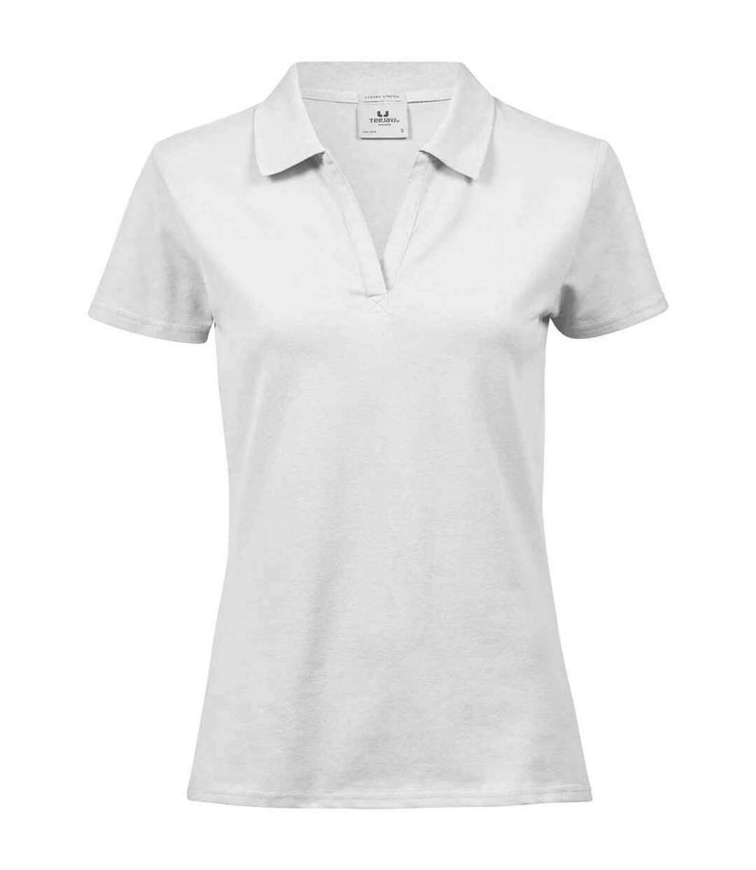 Womens/ladies luxury stretch v neck polo shirt white Tee Jays-1