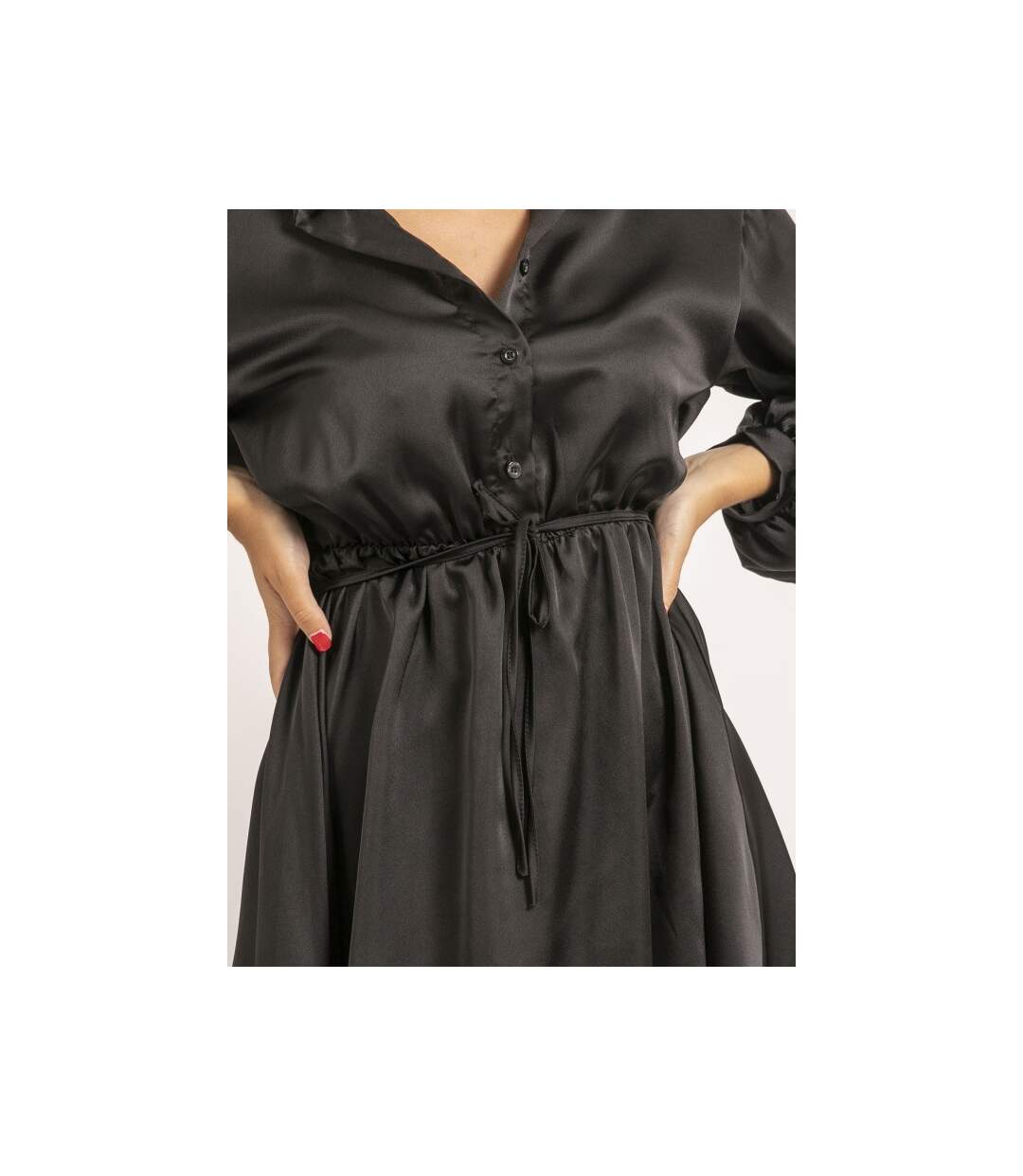 Robe chemise courte satin IVERSE - Dona X Lisa-3