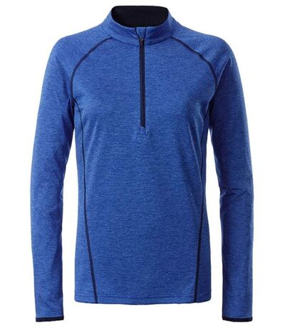 Maillot running respirant manches longues - Femme - JN497 - bleu mélange