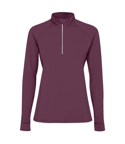 Womens/ladies estambul quarter zip long-sleeved sweatshirt plum red Roly