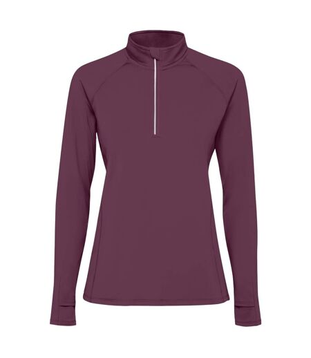 Womens/ladies estambul quarter zip long-sleeved sweatshirt plum red Roly