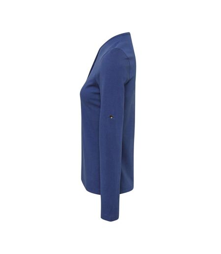 Womens/ladies Long John Roll Sleeve Tee Indigo Premier