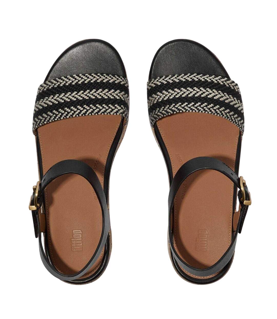 Womens/ladies Eloise Leather Platform Sandals Black FitFlop-3