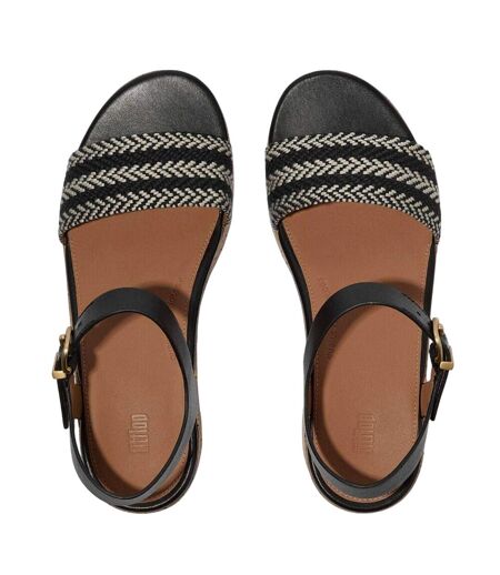 Womens/ladies Eloise Leather Platform Sandals Black FitFlop