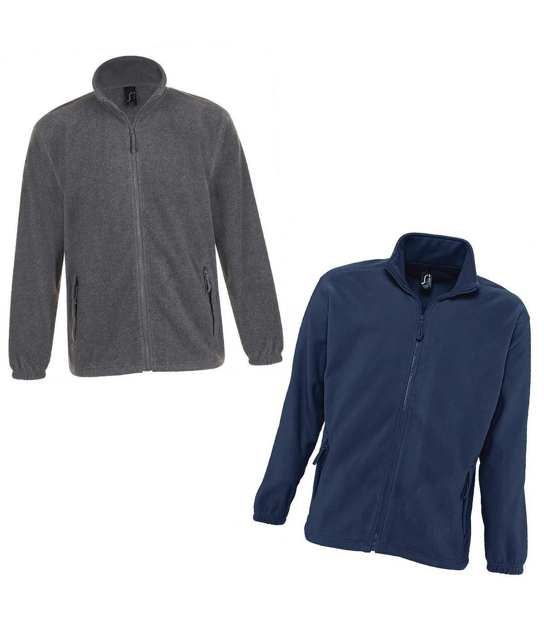 Lot de 2 vestes polaires zip intégral - Homme - gris et bleu marine