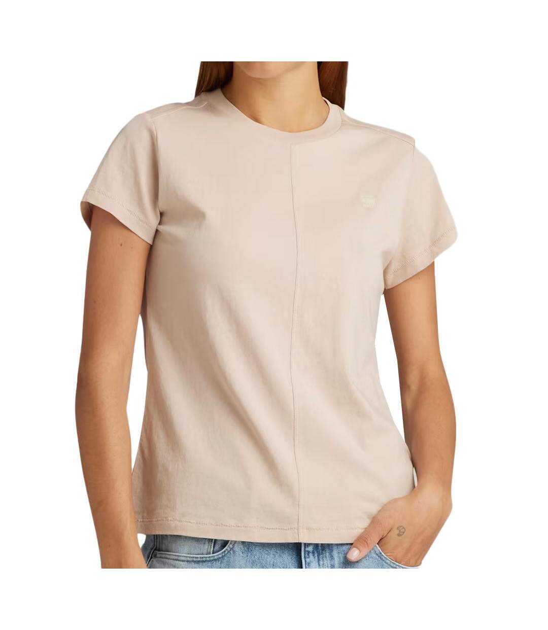T-shirt beige femme g-star raw front seam-1