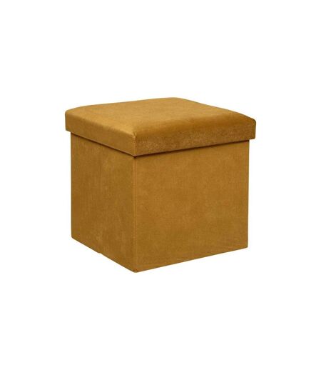 Pouf Coffre Pliable en Velours Lilou 38cm Ocre