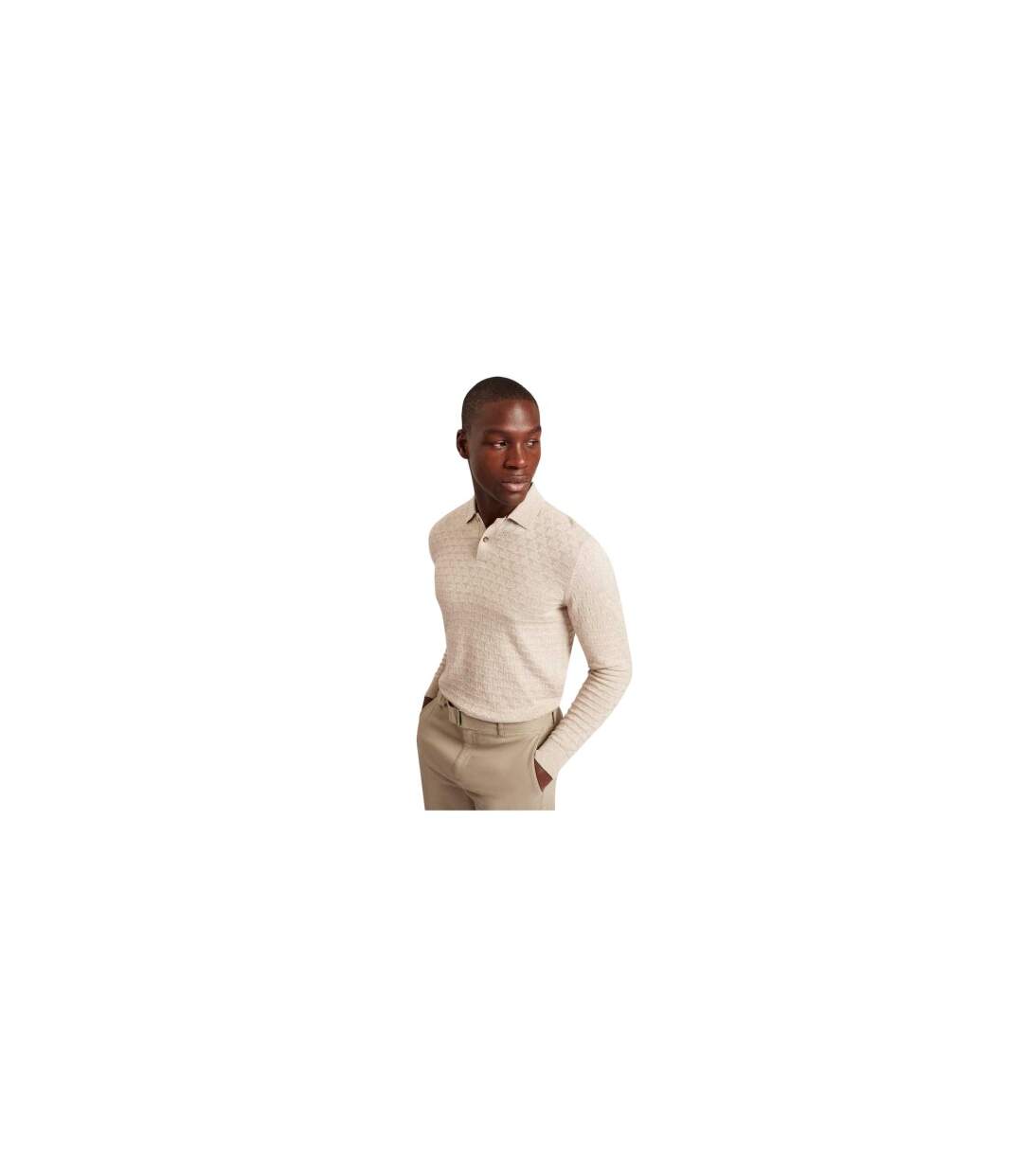 Mens Short-sleeved Polo Shirt Natural Ted Baker-1