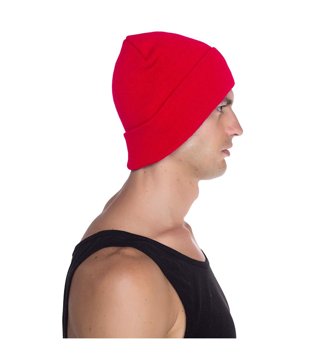 Bonnet À Revers En Coton Biologique Original Rouge Beechfield-1