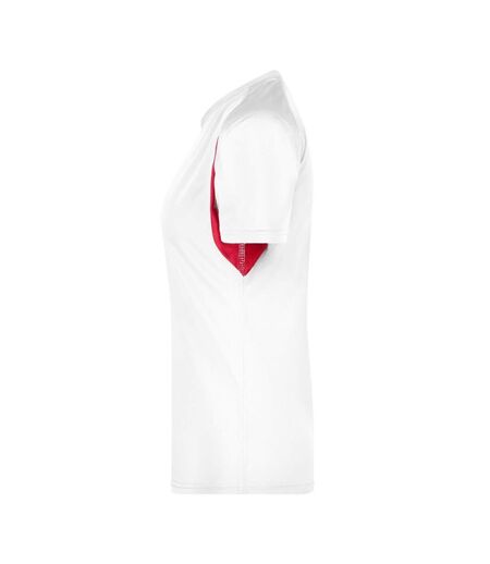 T-shirt Course À Pied Femme Blanc Rouge James And Nicholson